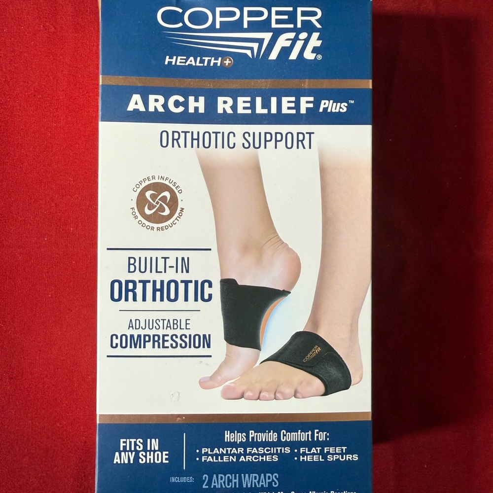 COPPER FIT Arch Relief Plus Built-In Orthotic Support - Black